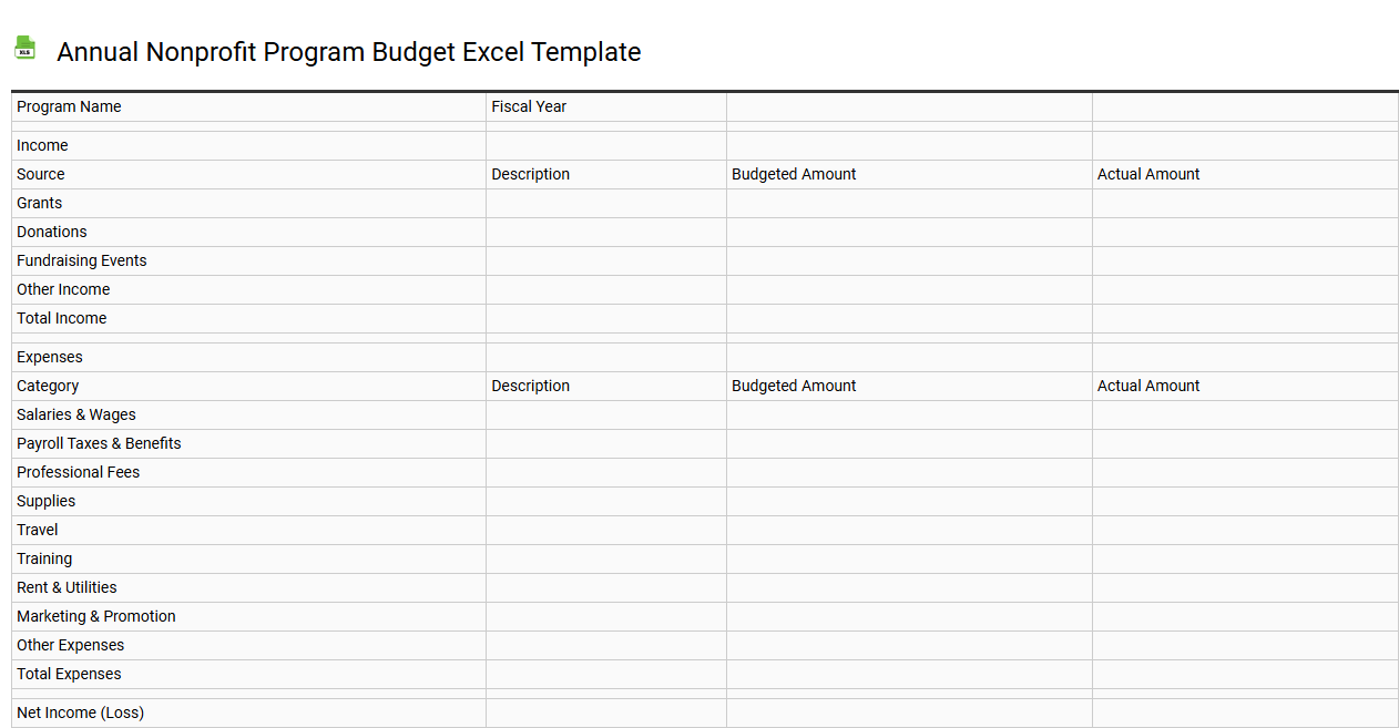 Annual nonprofit program budget Excel template