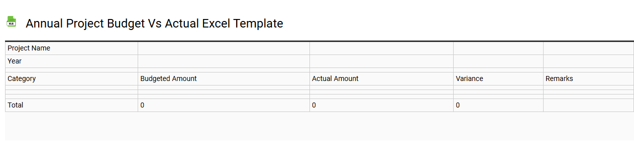 Annual project budget vs actual Excel template