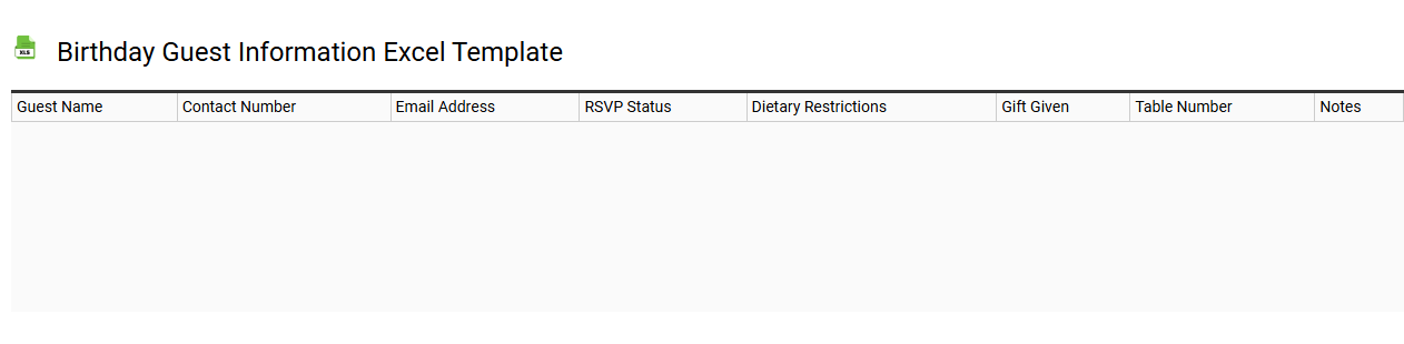 Birthday guest information Excel template