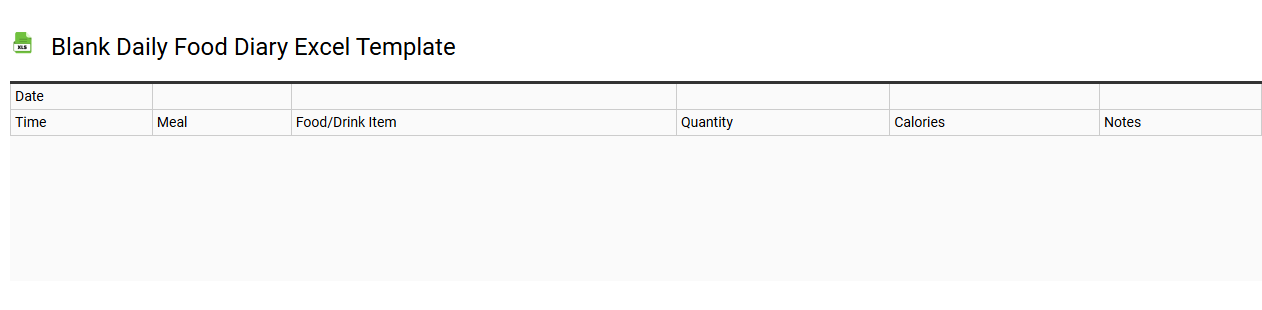Blank daily food diary Excel template