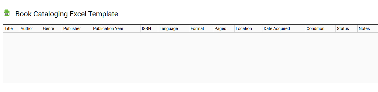 Book cataloging Excel template