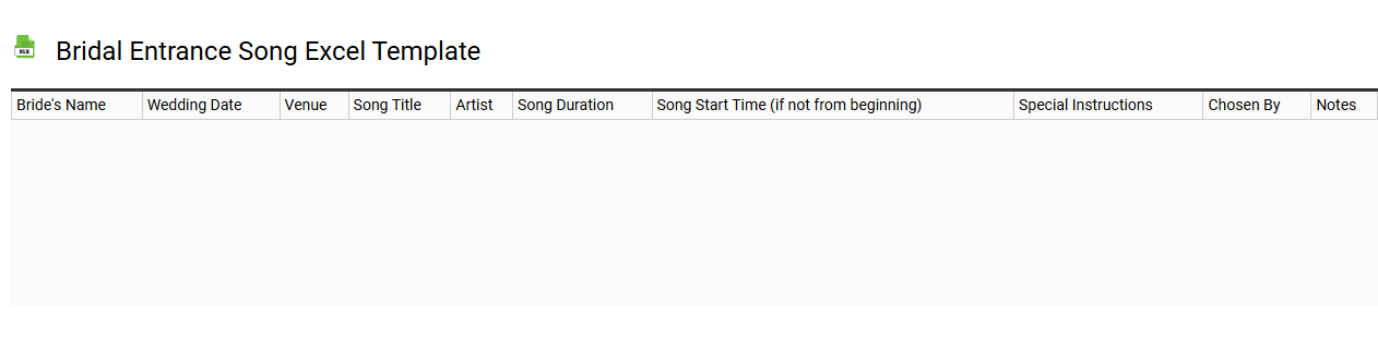 Bridal entrance song Excel template
