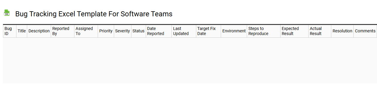 Bug tracking Excel template for software teams