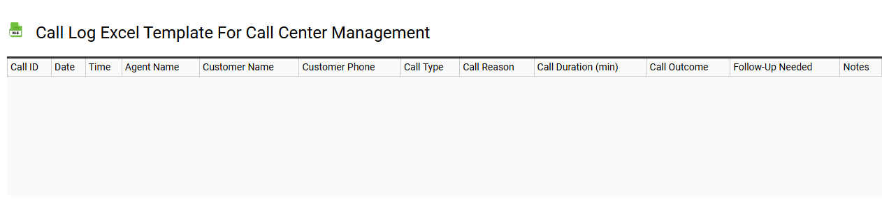 Call log Excel template for call center management