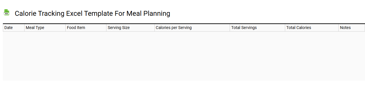 Calorie tracking Excel template for meal planning