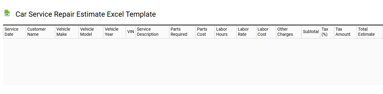 Car service repair estimate Excel template