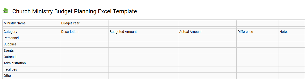 Church ministry budget planning Excel template