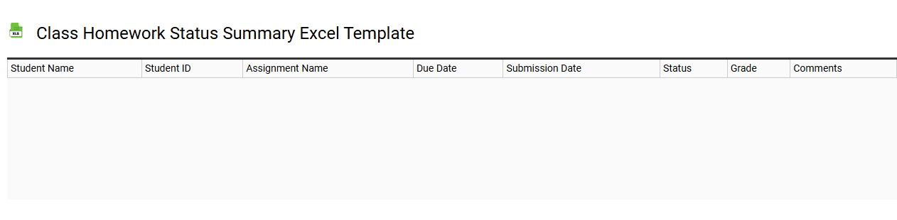 Class homework status summary Excel template