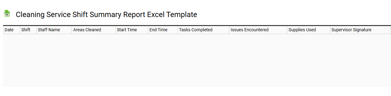 Cleaning service shift summary report Excel template