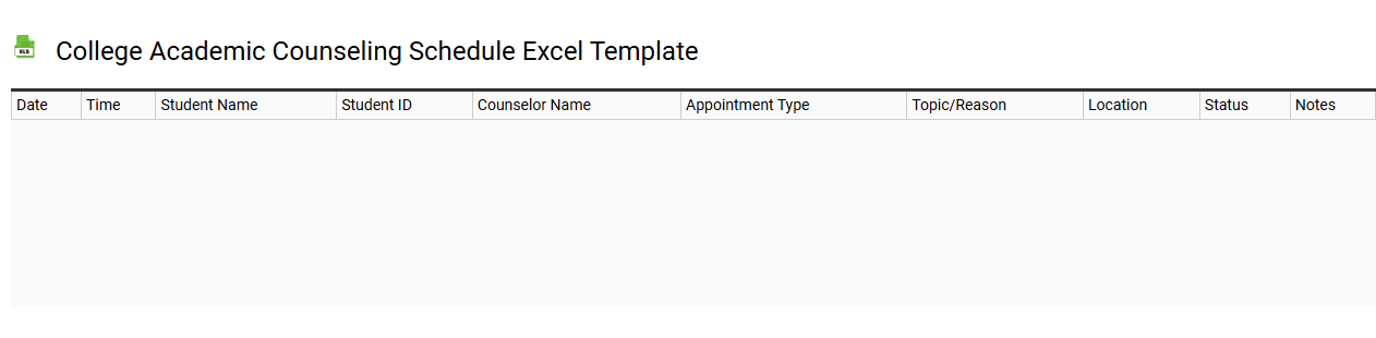 College academic counseling schedule Excel template