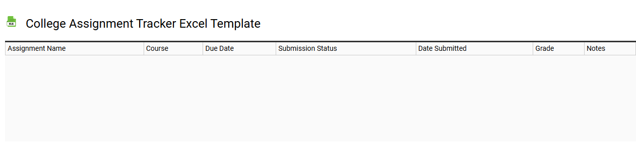 College assignment tracker Excel template