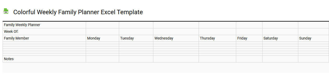 Colorful weekly family planner Excel template