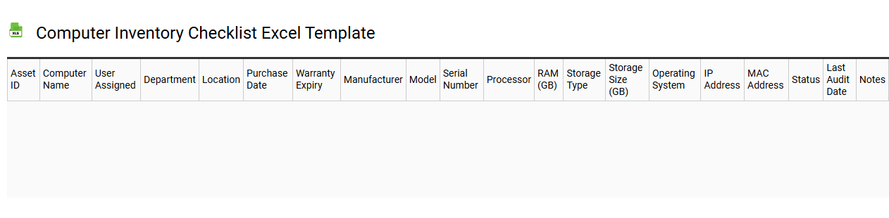 Computer inventory checklist Excel template