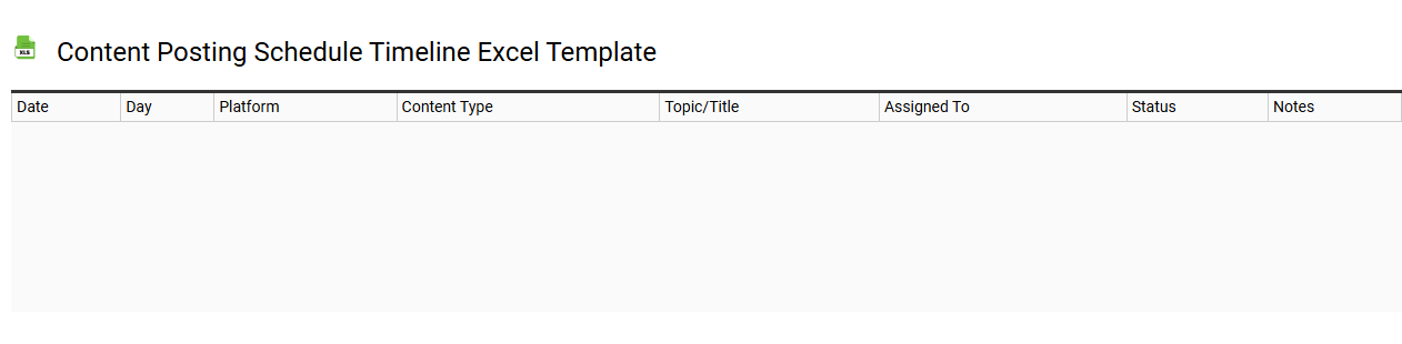 Content posting schedule timeline Excel template