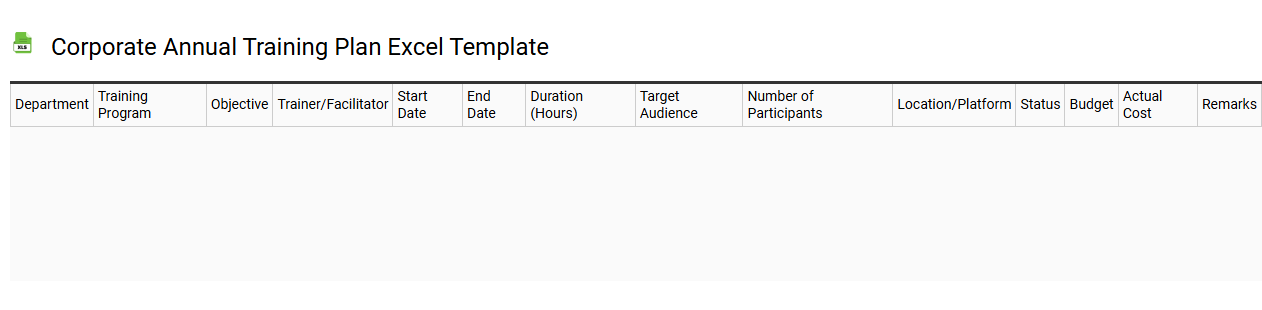 Corporate annual training plan Excel template