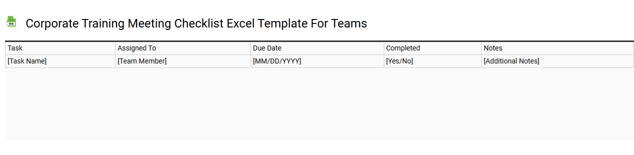 Corporate training meeting checklist Excel template for teams