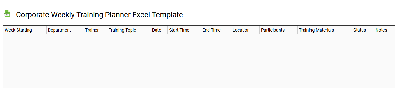 Corporate weekly training planner Excel template