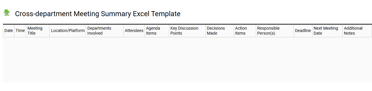 Cross-department meeting summary Excel template