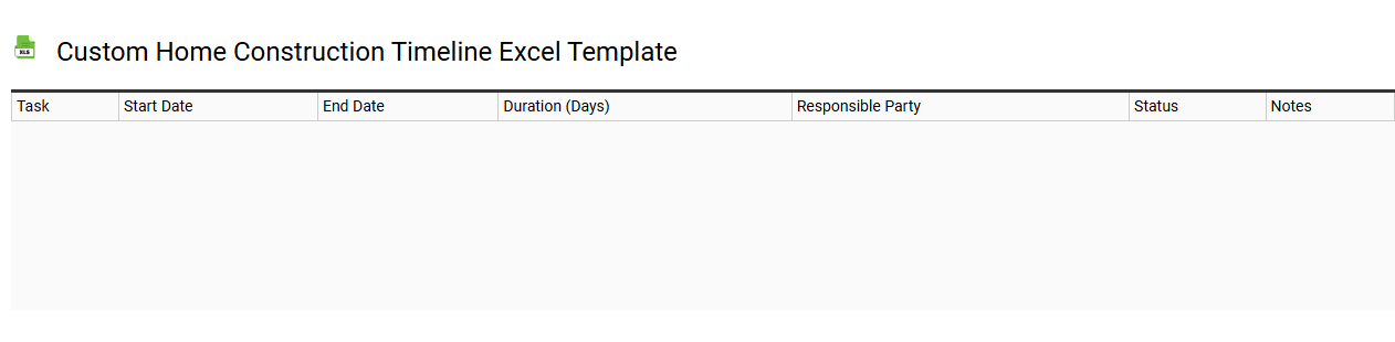 Custom home construction timeline Excel template