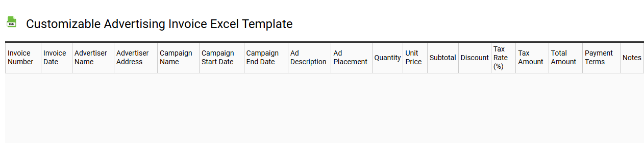 Customizable advertising invoice Excel template