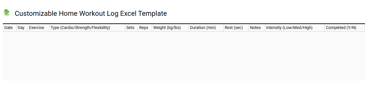 Customizable home workout log Excel template
