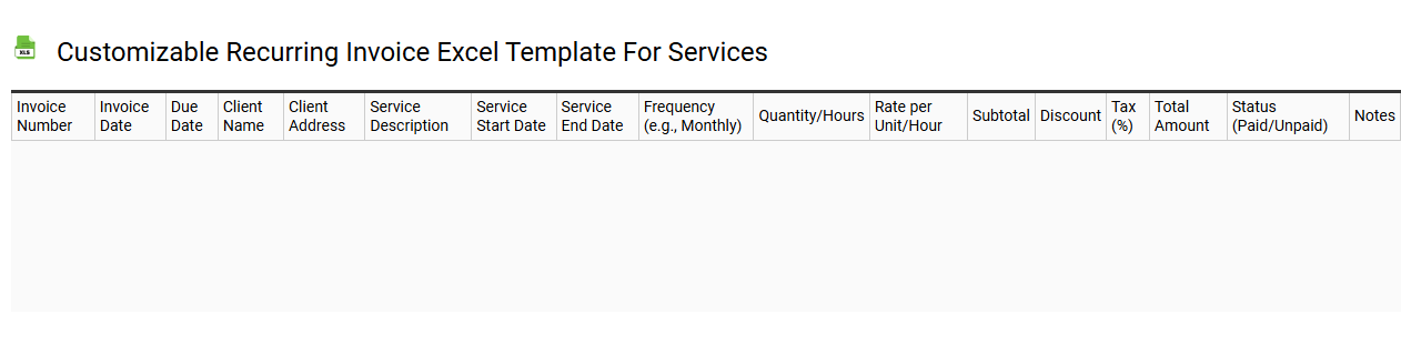 Customizable recurring invoice Excel template for services