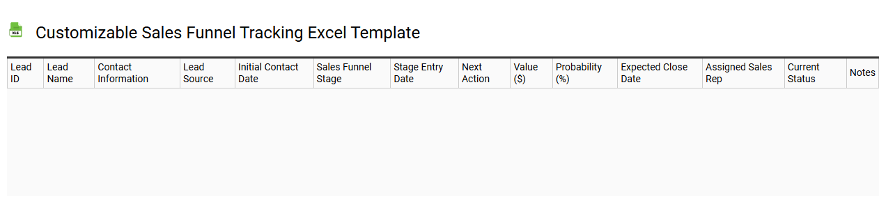 Customizable sales funnel tracking Excel template