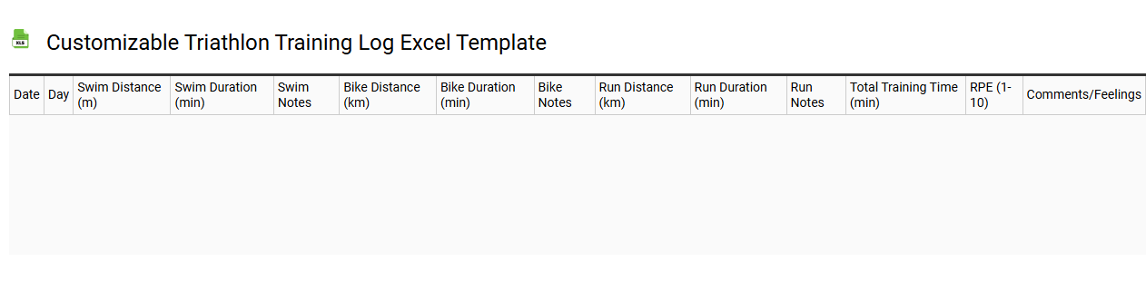 Customizable triathlon training log Excel template