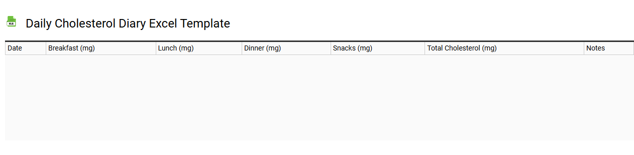 Daily cholesterol diary Excel template