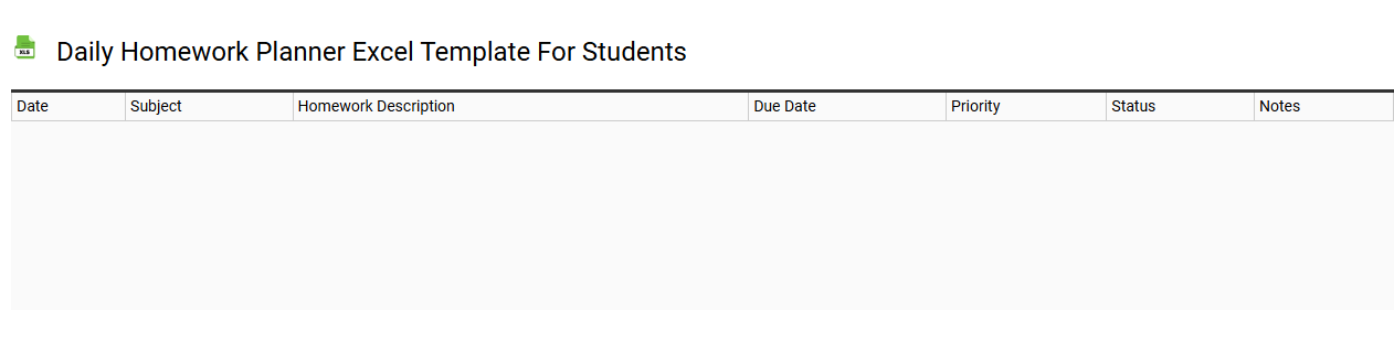 Daily homework planner Excel template for students