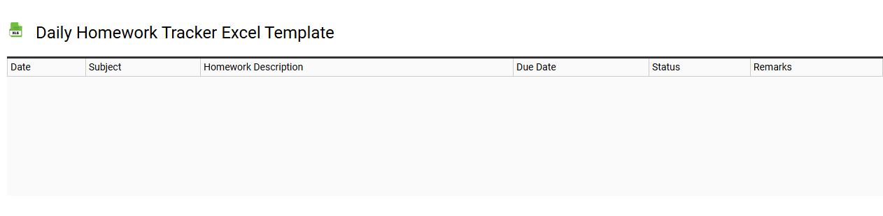 Daily homework tracker Excel template