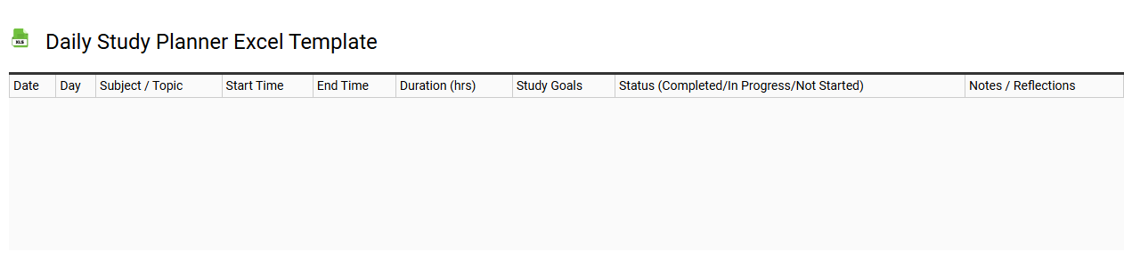Daily study planner Excel template