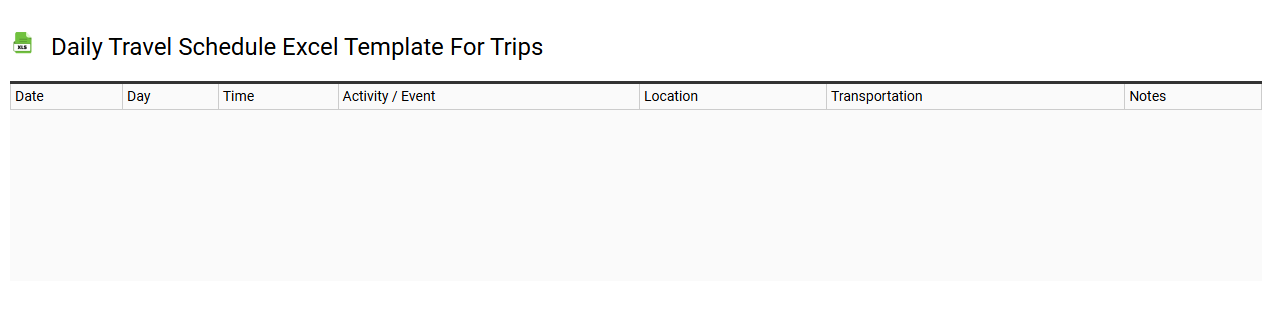 Daily travel schedule Excel template for trips