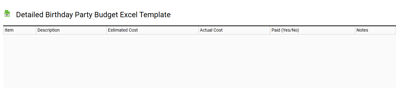 Detailed birthday party budget Excel template