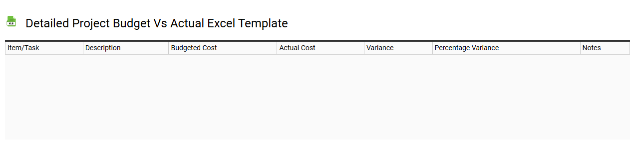 Detailed project budget vs actual Excel template