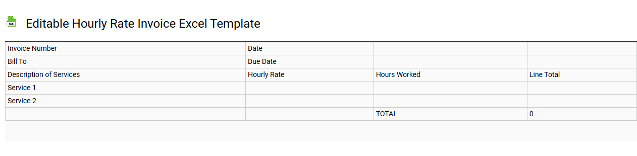 Editable hourly rate invoice Excel template