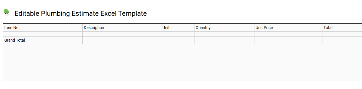Editable plumbing estimate Excel template
