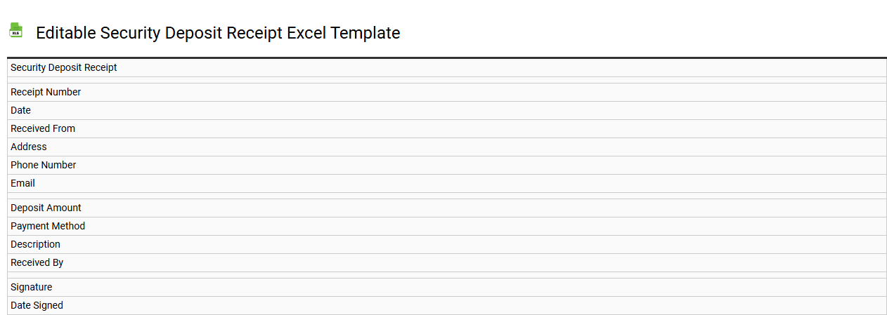 Editable security deposit receipt Excel template