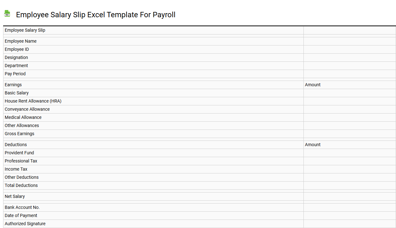 Employee salary slip Excel template for payroll