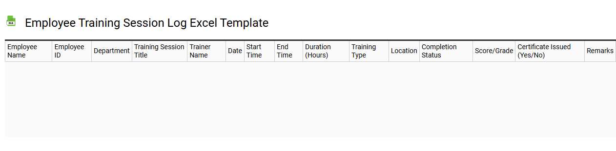 Employee training session log Excel template