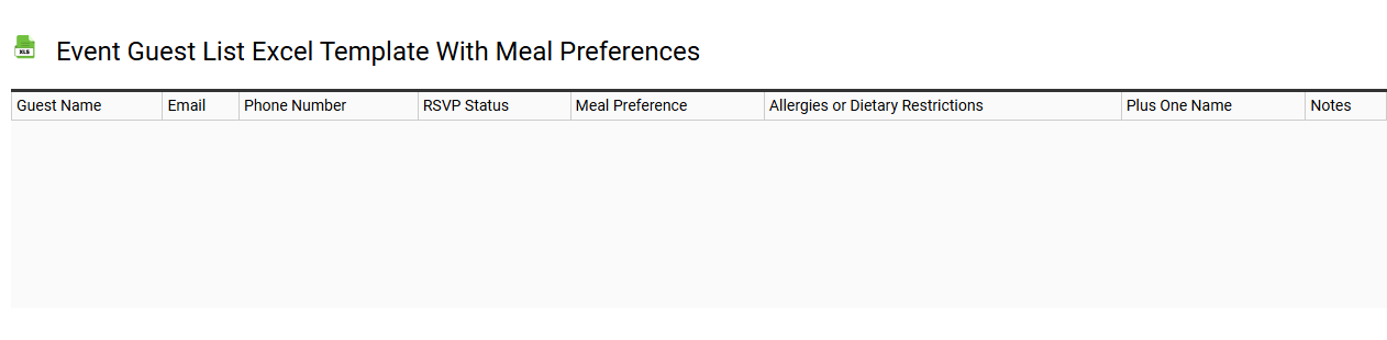 Event guest list Excel template with meal preferences