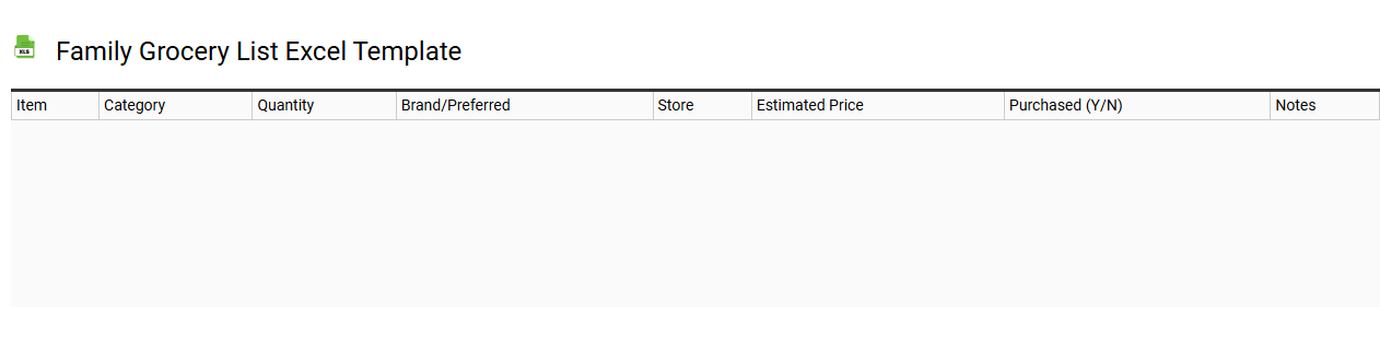 Family grocery list Excel template