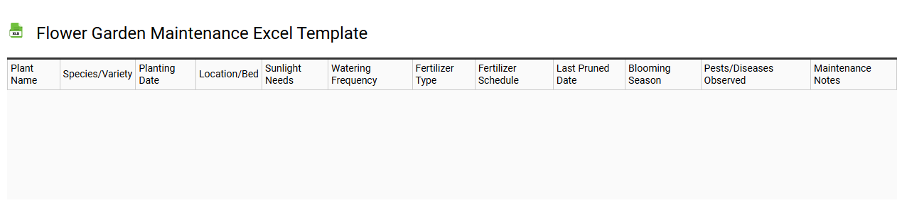 Flower garden maintenance Excel template