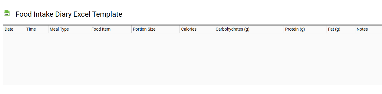 Food intake diary Excel template