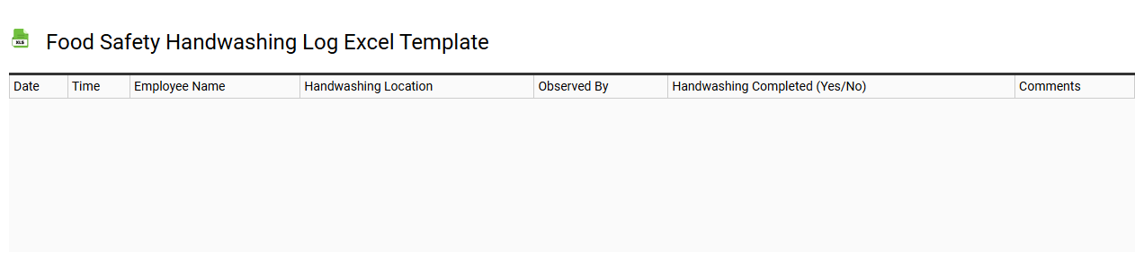 Food safety handwashing log Excel template