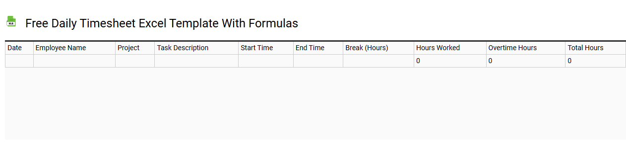 Free daily timesheet Excel template with formulas