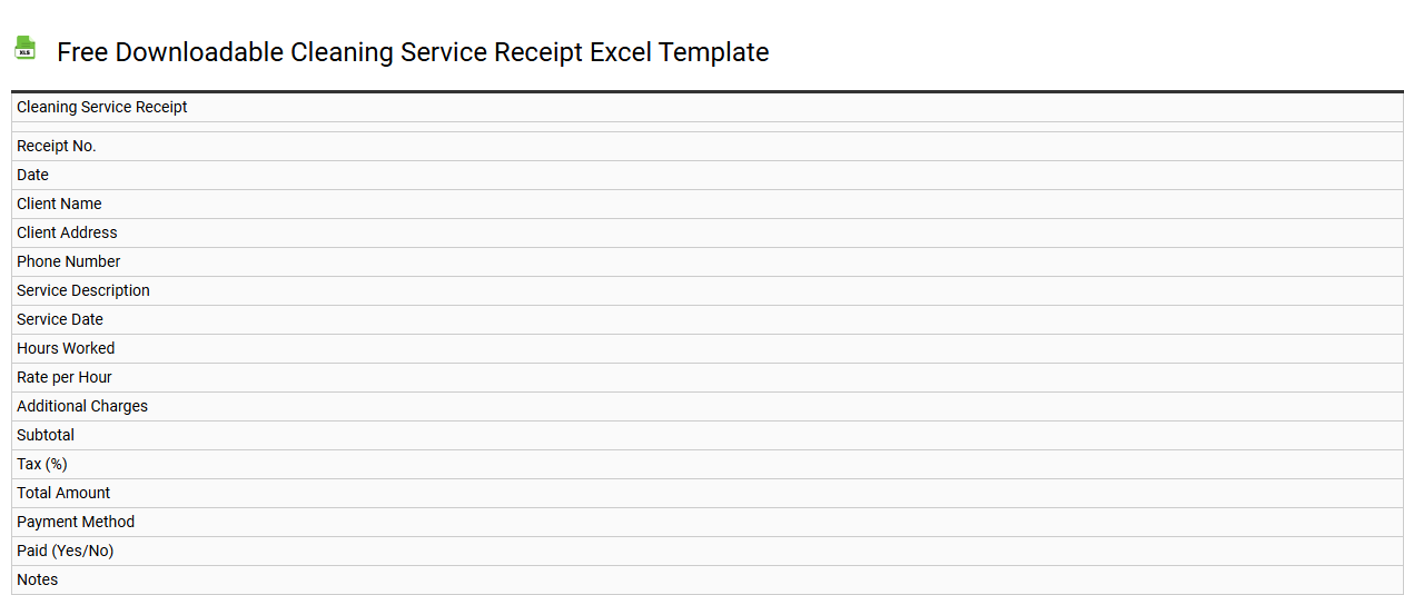 Free downloadable cleaning service receipt Excel template