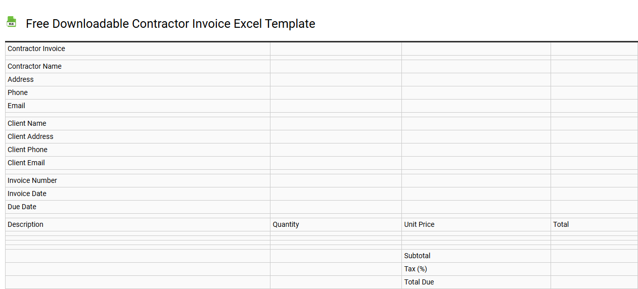 Free downloadable contractor invoice Excel template