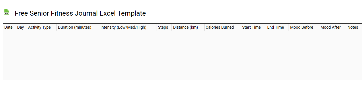 Free senior fitness journal Excel template