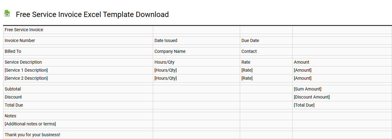 Free service invoice Excel template download